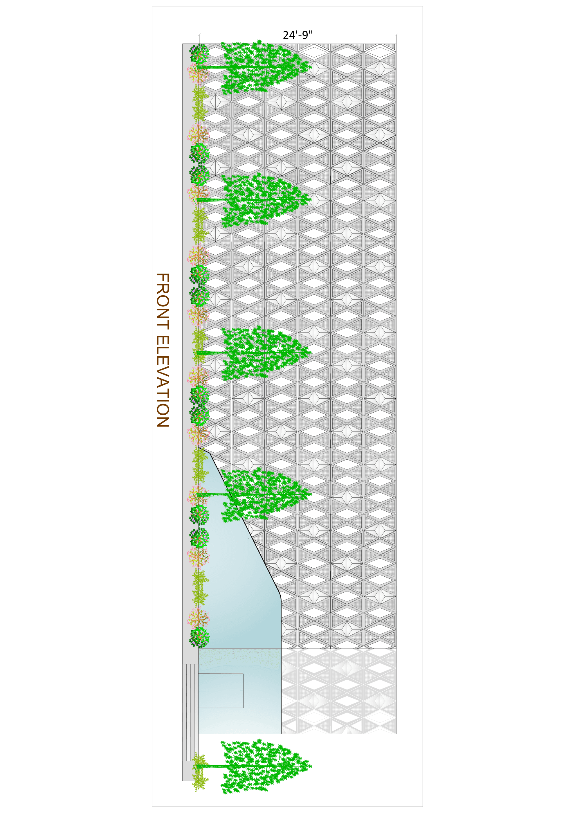 Front elevation and panel detail drawing