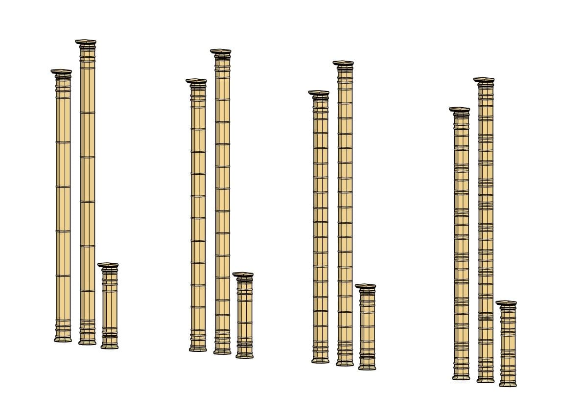 Column embossing options studied in 3D before mold work
